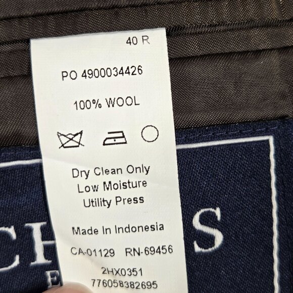 Chaps Sport Coat Mens 40R Brown Black Houndstooth Wool Preppy Blazer Jacket NWOT - Picture 4 of 13